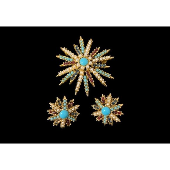 Arthur Pepper Jewelry - ART Arthur Pepper Starburst Brooch With Earrings Set Signed